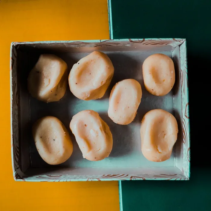 A decorated box of milk sweets